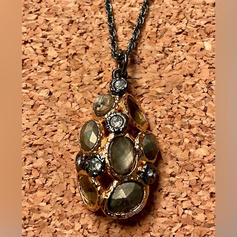 Alexis Bittar Gold and Black Pendant Necklace